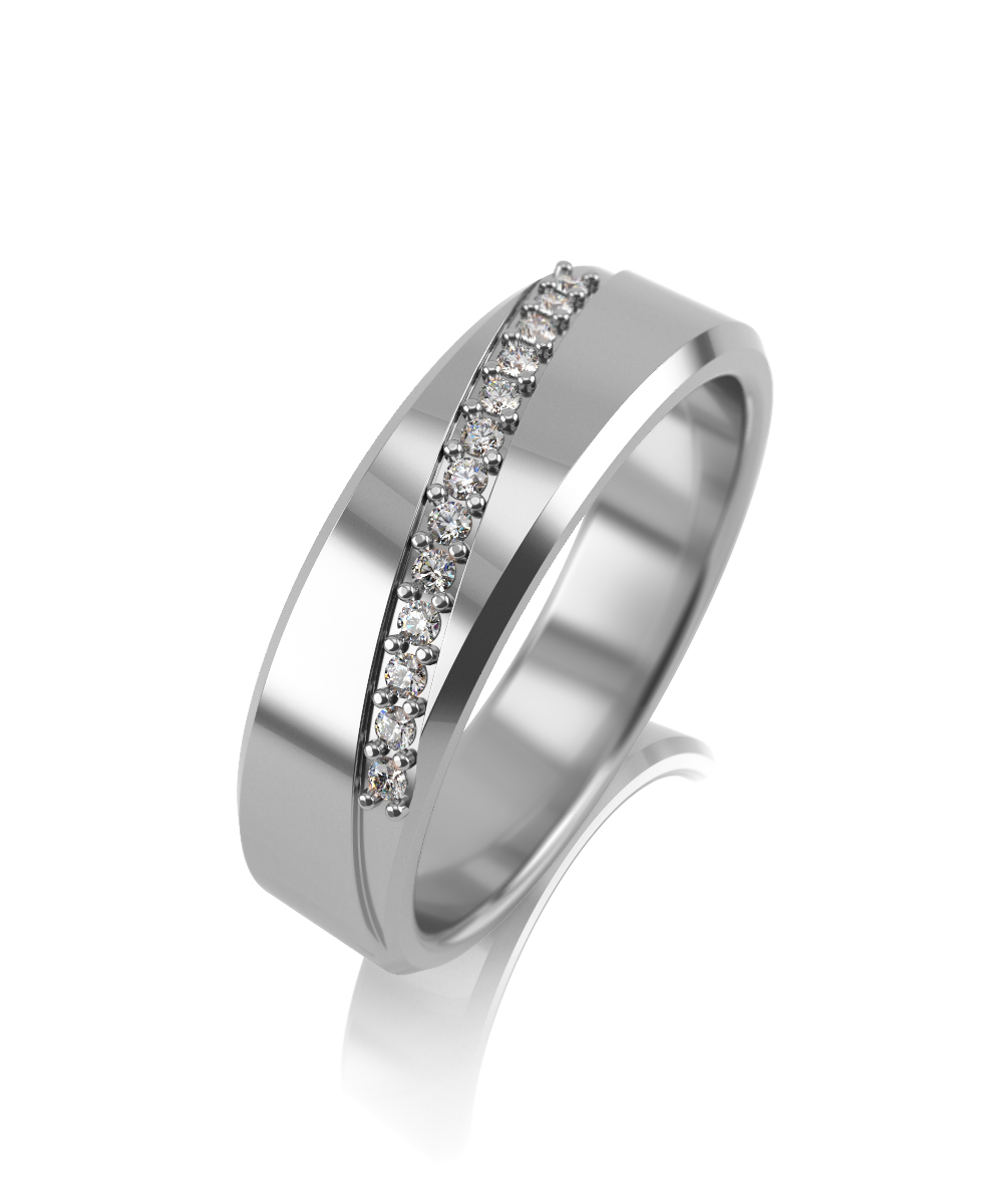 Обручальное кольцо из белого золота с фианитами