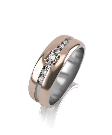 Обручальное кольцо из комбинированного золота с бриллиантами ЕК-1-7бр/кб