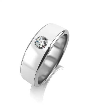 Обручальное кольцо из белого золота с белой керамикой и бриллиантом Л-51-1бр/б
