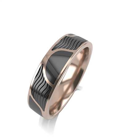 Кольцо из красного золота с керамикой черного цвета KI5-к12кч/к