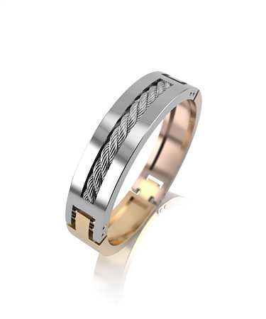 Обручальное кольцо из комбинированного золота ДН-к108/бжк