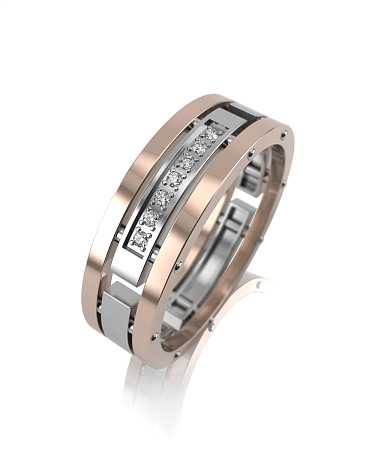 Обручальное кольцо из комбинированного золота с бриллиантами ЛТ-1-7бр/бк