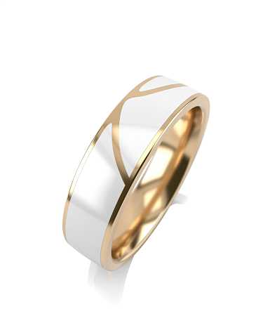 Кольцо из желтого золота с керамикой белого цвета KI5-к1кб/ж